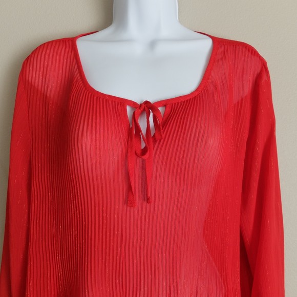 Maurices Red Sheer Top Blouse Size Medium NWT - Picture 2 of 9